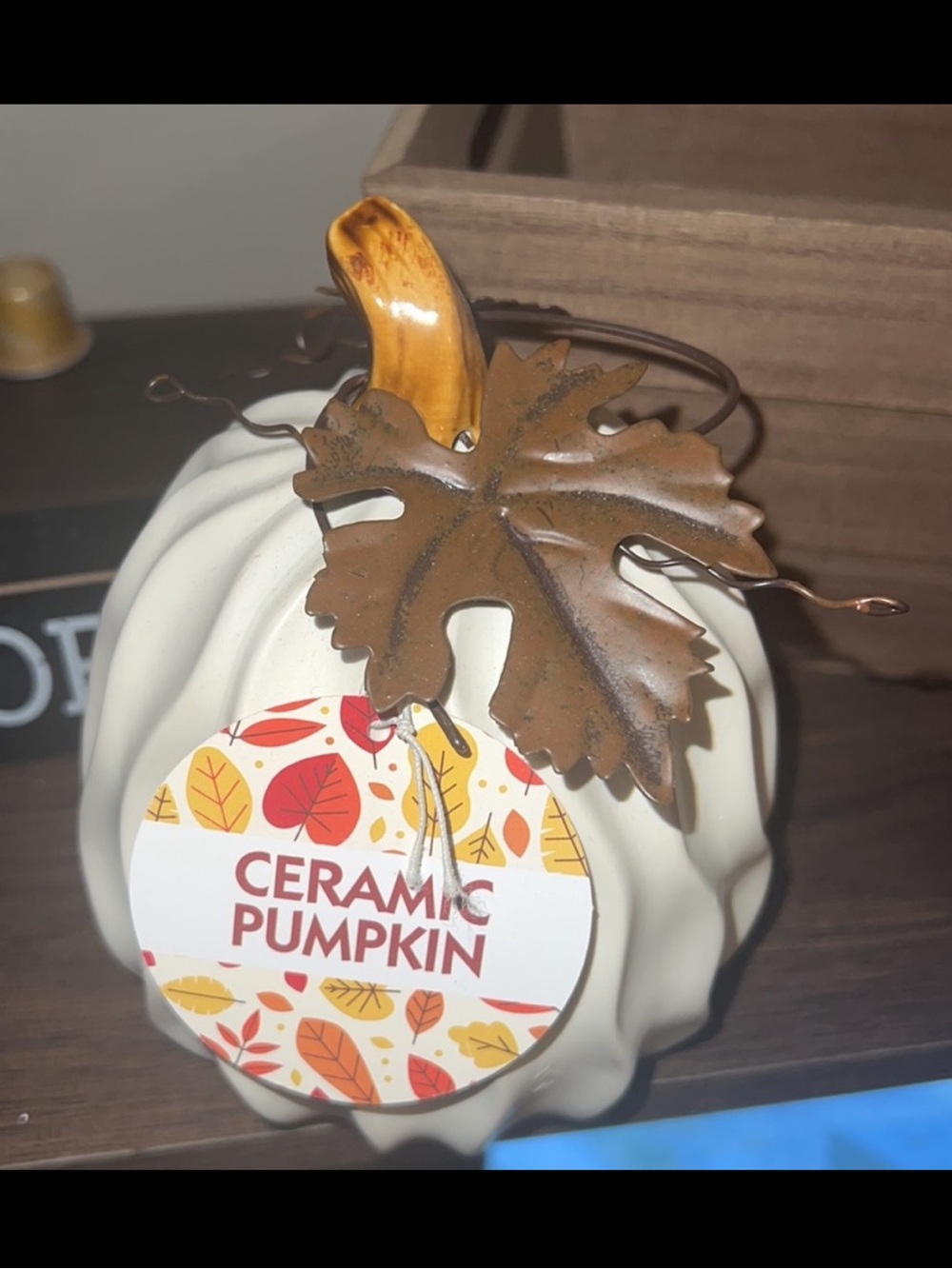 Ceramic Pumpkin Home Accent - White